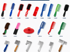 Complete Mane & Tail Combs collection for horse grooming, including ergonomic detangling combs, tail combs, and multi-teeth brushes for stable and daily use. Private-label customization available.