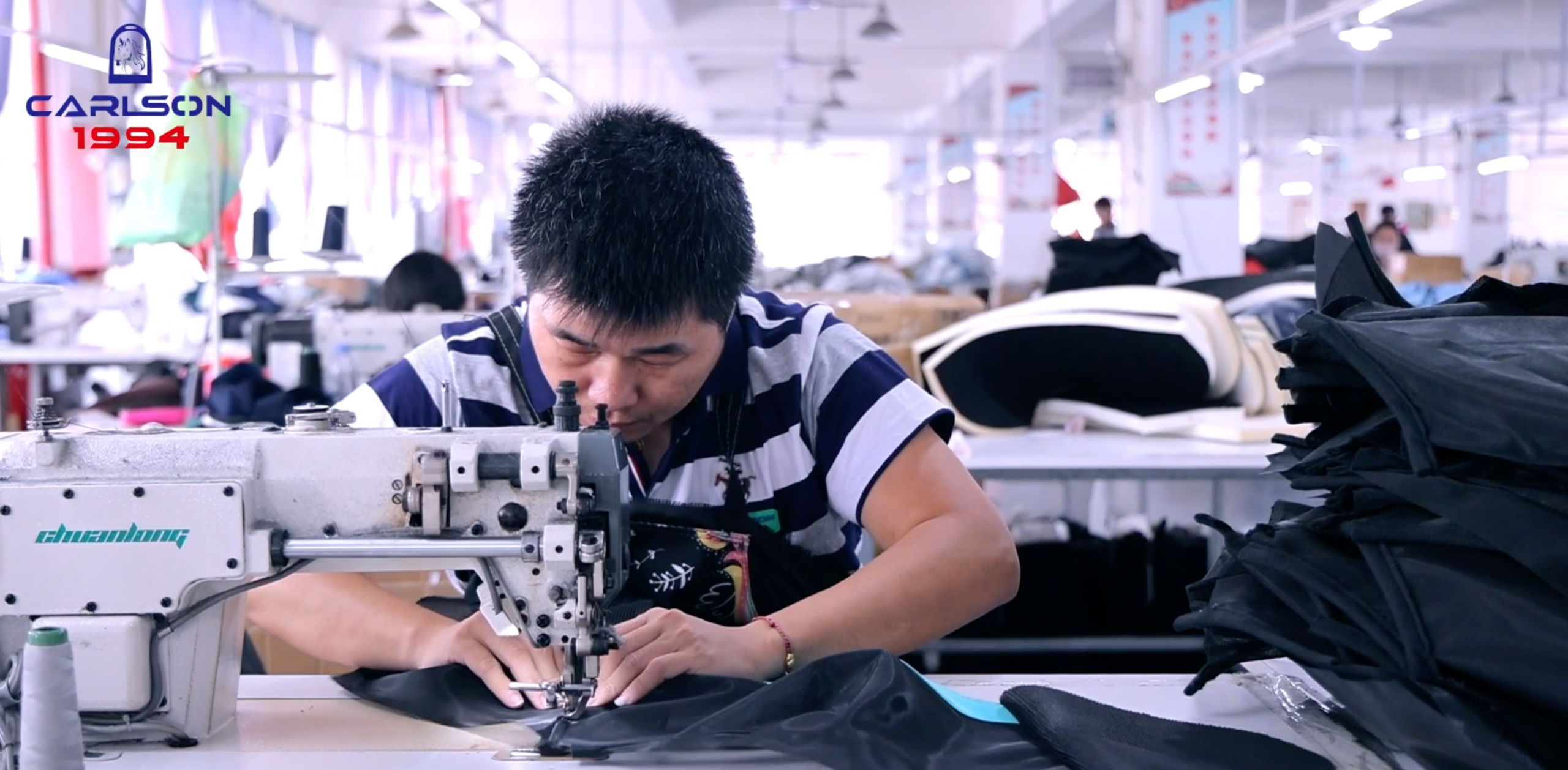 A veteran sewing craftsman with years of expertise executing high-precision stitching on horse riding gear at Carlson Saddlery.